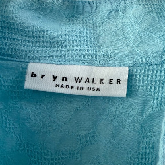 Bryn Walker Womens Blue Cotton Floral Jacquard Boxy Button Up Blouse Size M - Picture 2 of 6